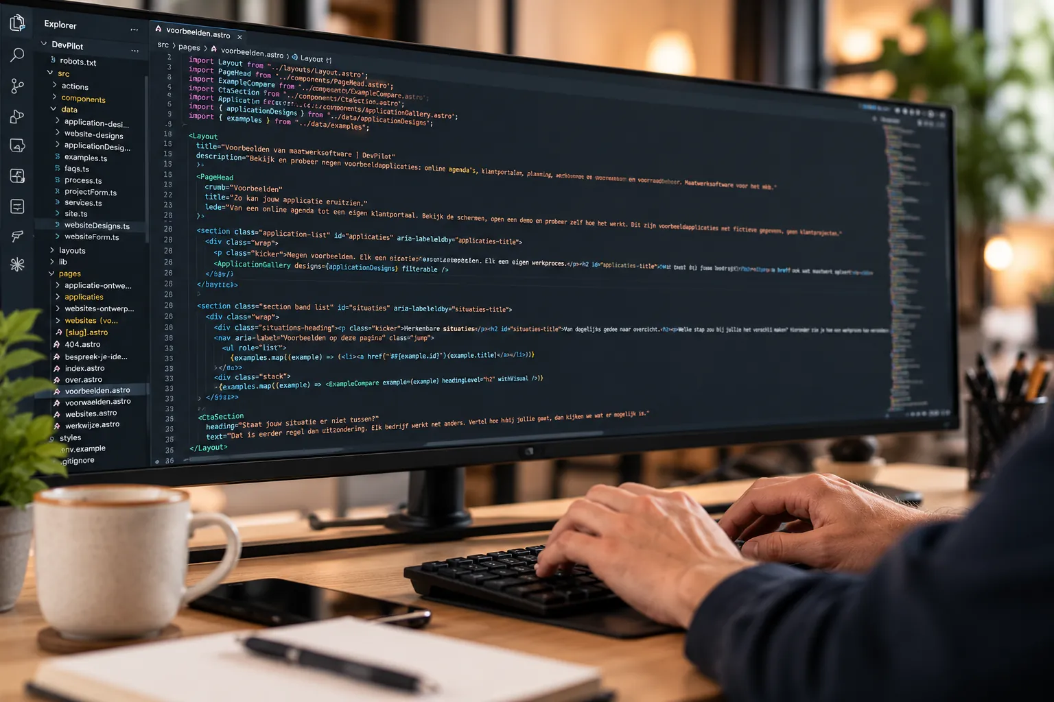 Paul IJmker werkt aan de code van een applicatie